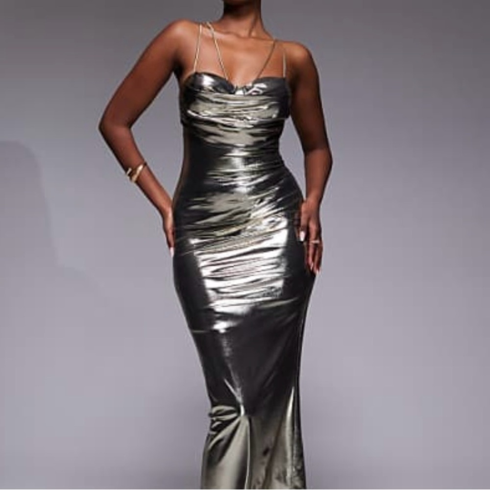 Inspired Hearts Midi Metallic Dress